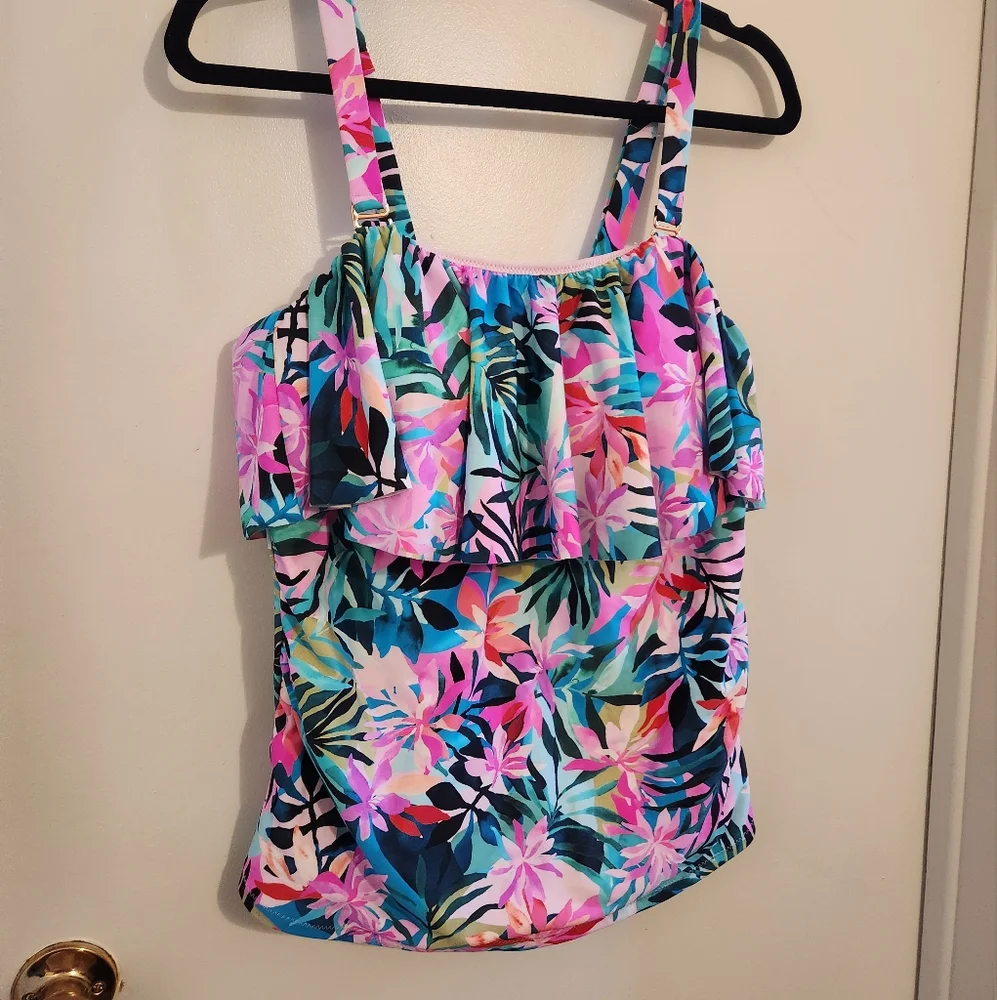 Floral Ruffle Tankini Top - Picture 1 of 8